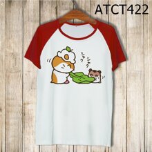 Áo thun tay màu Hamster cắn lá ATCT422