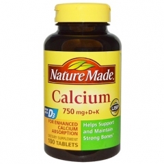 Nature Made Calcium 750 mg + D + K – Viên bổ sung Canxi, Vitamin D, K giúp xương chắc khỏe - 100 viên