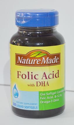 Nature Made Folic Acid With DHA 600mcg 300 viên - giúp bổ sung Folic Acid và DHA cho phụ nữ mang thai