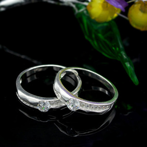 Nhẫn đôi Bạc Hiểu Minh NC074s Bên Nhau Bạc Ý