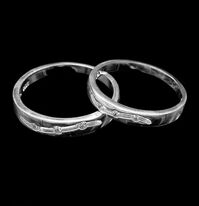 Nhẫn đôi Bạc Hiểu Minh NC145s Sóng Tình Yêu Bạc Ý