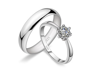 Nhẫn đôi Bạc Hiểu Minh NC425 Yêu Thương