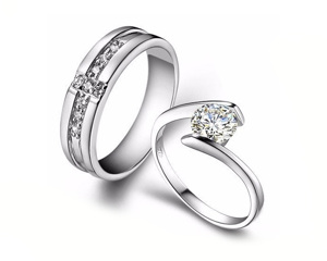 Nhẫn đôi Bạc Hiểu Minh NC435 Tình Yêu Bắt Đầu