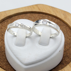 Nhẫn đôi Bạc Hiểu Minh NC549 Hạnh Phúc Bên Anh