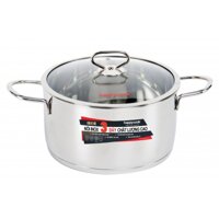 Nồi inox Happy Cook Delux Plus N24-DLGP - 24cm, 3 đáy nắp kính