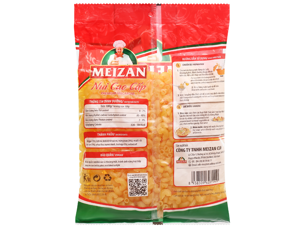 Nui chữ C cao cấp Meizan gói 200g