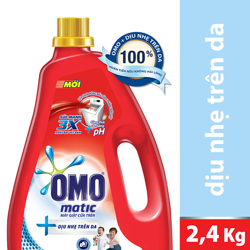 Nước giặt OMO dịu nhẹ trên da dạng chai 2,4kg