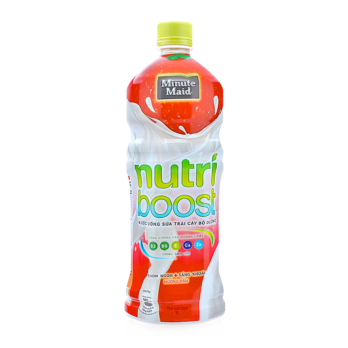 Nước uống sữa trái cây hương cam, dâu Nutri Boost chai 1L