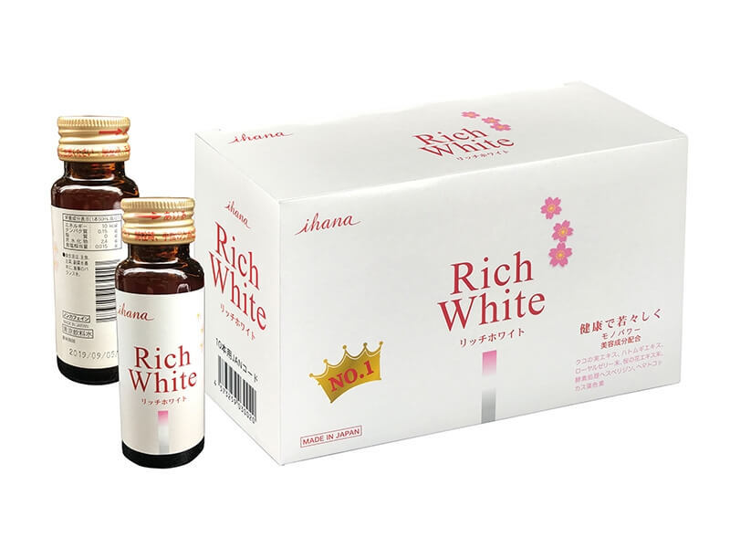 Nước uống trắng da Collagen Rich White Ihana Rich White hộp 10 chai x 50ml Nhật Bản