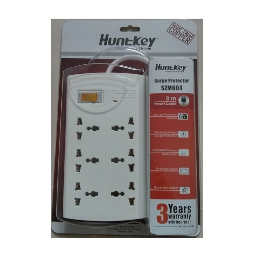 Ổ cắm điện Huntkey 6 ổ, dây 3 mét, chống sét SZM-604