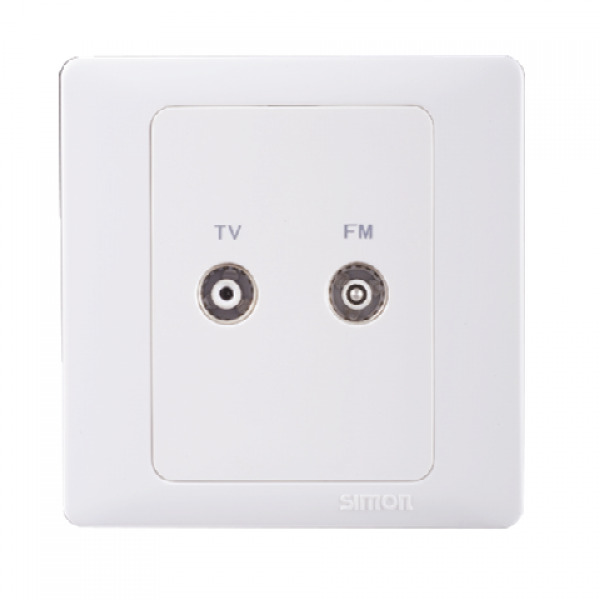 Ổ cắm TV bộ chia có bảo vệ và 1 kết nối chuẩn F màu trắng Simon 55115