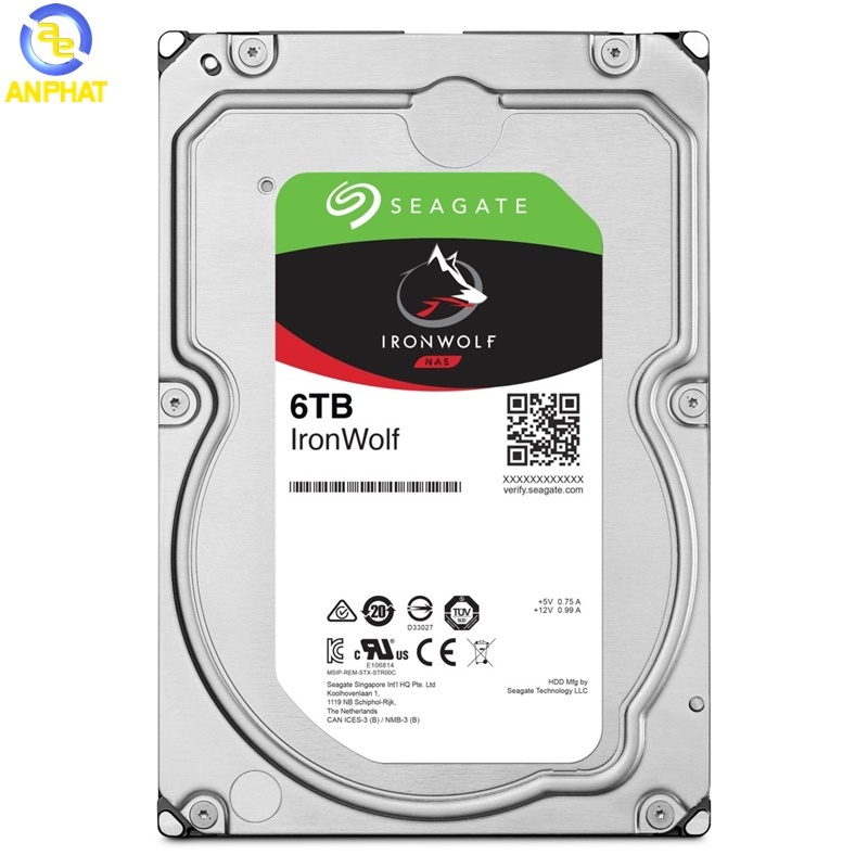 Ổ Cứng HDD 3.5" Seagate IronWolf 6TB NAS SATA 5400RPM 256MB Cache (ST6000VN001)