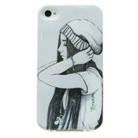 Ốp lưng iPhone 4/4S nhựa dẻo dày bóng Cô gái