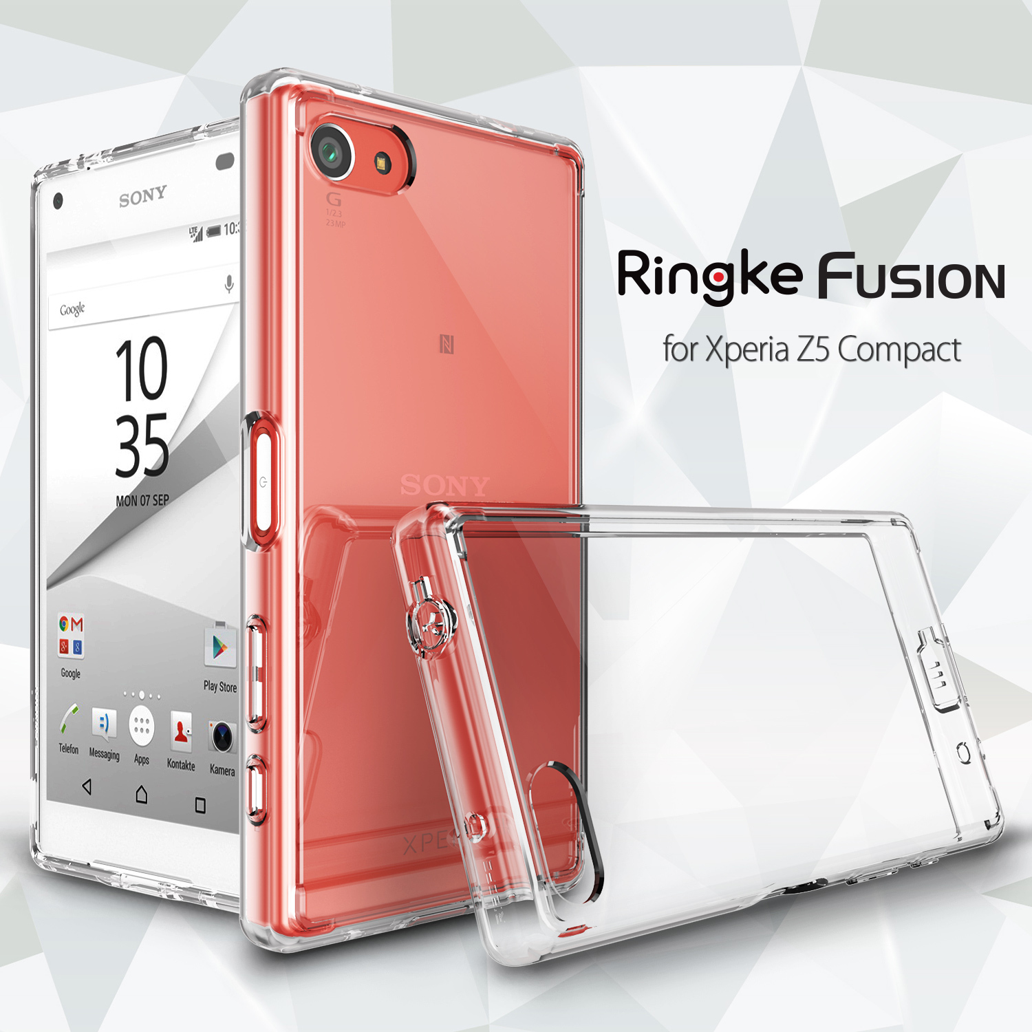 Ốp lưng Sony Xperia Z5 Compact nhựa cứng trong suốt Ringke Fusion hiệu Rearth Hàn Quốc