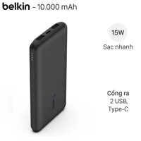 Pin sạc dự phòng Polymer 10.000 mAh Type C 15W PD Belkin Pocket Power BPB011