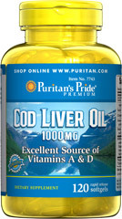Puritan's pride Cod Liver Oil 1000mg 120 viên