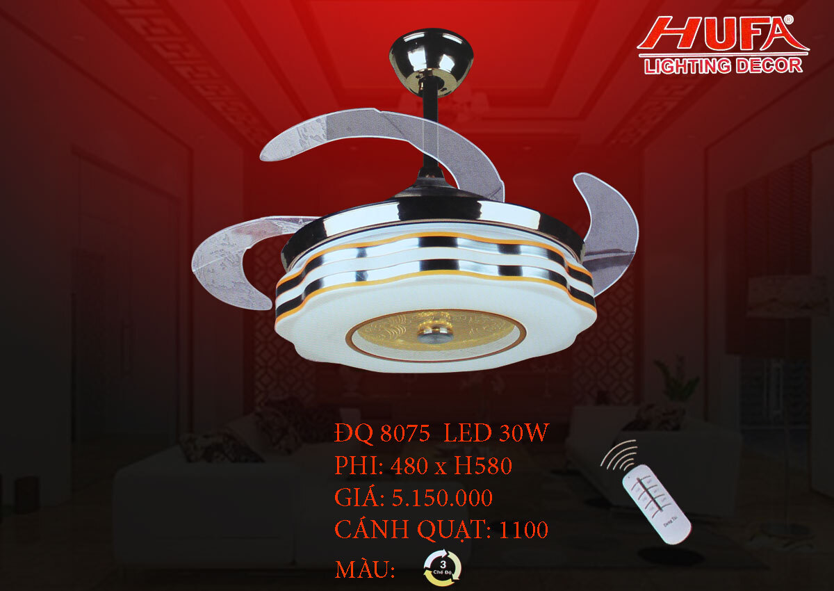 Quạt trần đèn Hufa 4 cánh ĐQ 8075