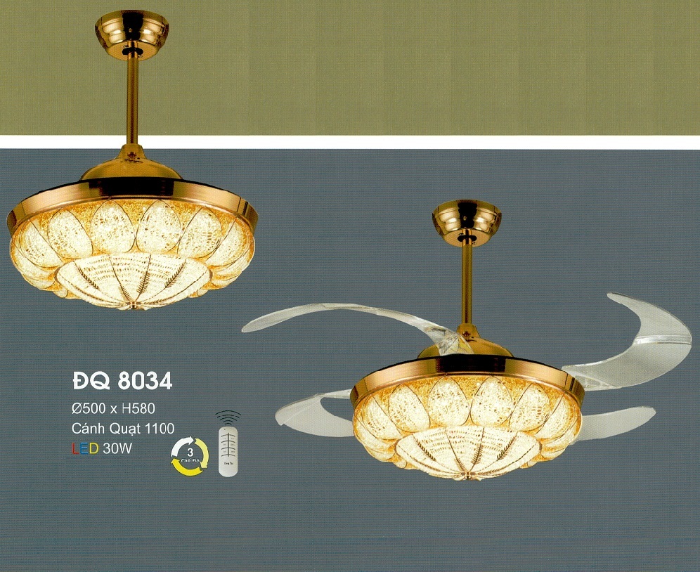 Quạt trần đèn trang trí 4 cánh DQ 8034