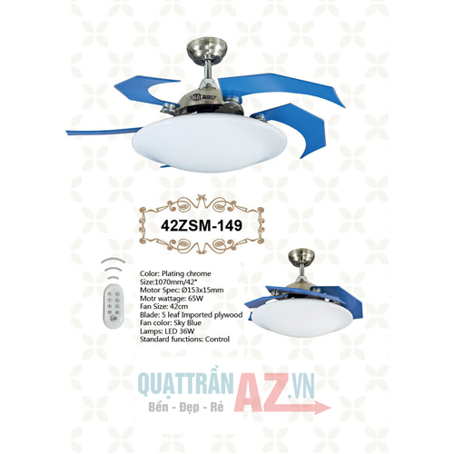 Quạt trần trang trí Celling Fan QAZ-42ZSM-149
