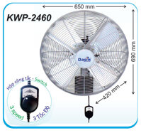 Quạt treo tường Dasin KWD-2460 - 300W