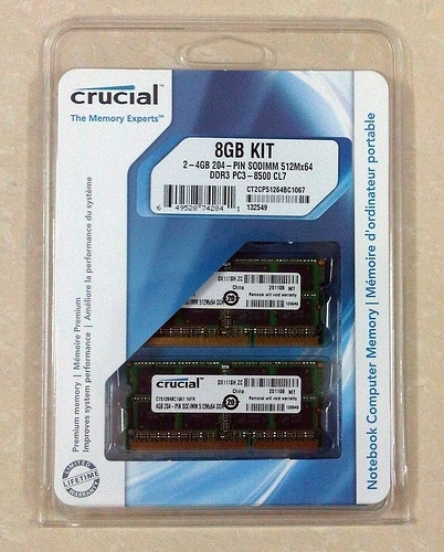 Ram 4GB Crucial DDR3 Bus 1066