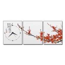 Tranh đồng hồ Đào hoa đỏ Suemall DC140112