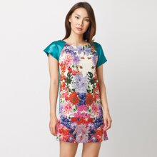Đầm suông in hoa tay phối màu Cirino