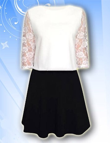 Set váy xòe áo phối ren SET100 (màu trắng)