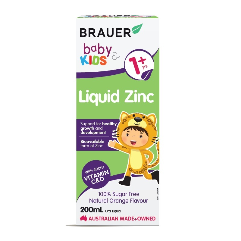 Siro bổ sung kẽm cho trẻ trên 1 tuổi Brauer Baby & Kids Liquid Zinc 200ml