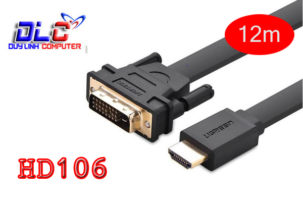 Cáp HDMI to DVI mỏng dẹt Ugreen 30141 12M 