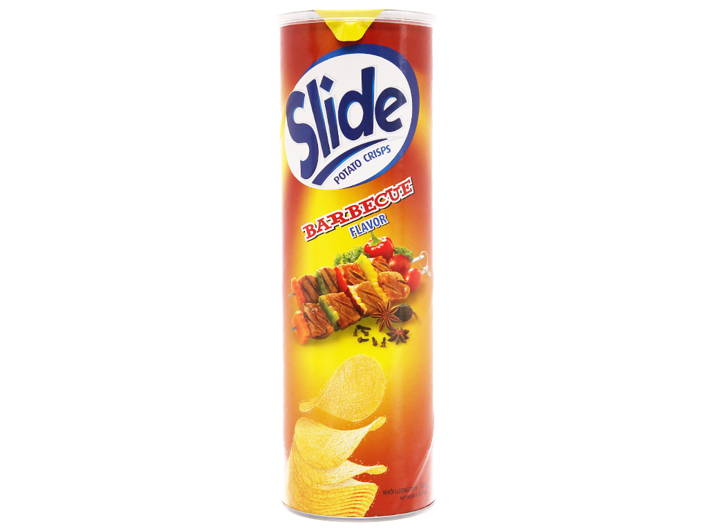 Snack khoai tây vị thịt nướng Slide lon 160g