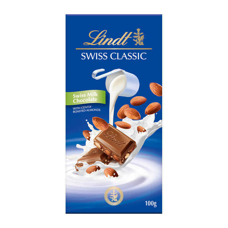 Sô-cô-la Lindt Swiss Classic sữa nhân hạnh nhân 100g