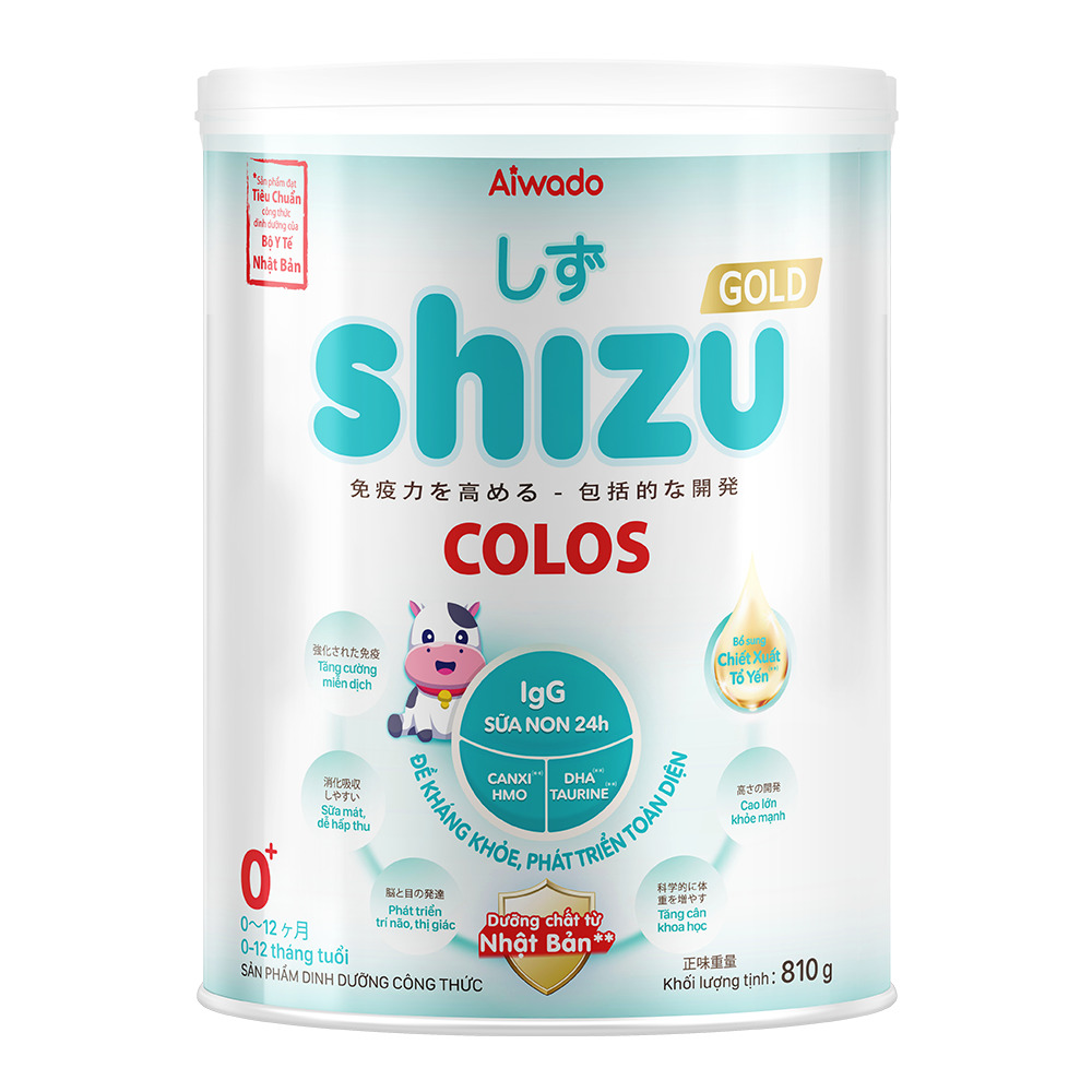 Sữa bột Aiwado Shizu Colos Gold 0+ 810g (0 - 12 tháng)