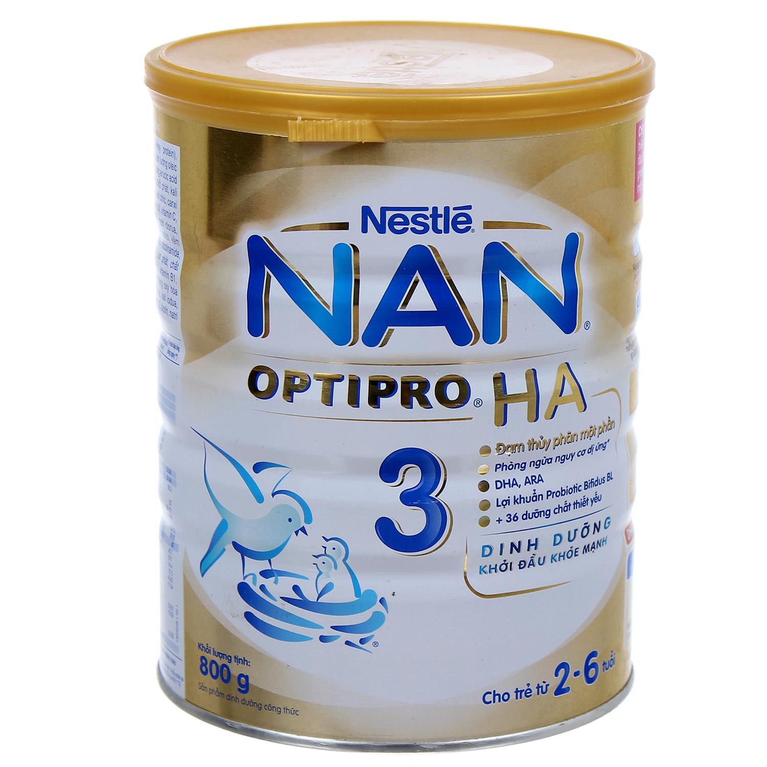 Sữa bột Nestle NAN HA 3 - 800g (dành cho trẻ 2-6 tuổi)