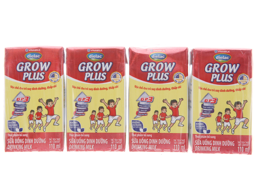Sữa bột pha sẵn Dielac Grow Plus 110ml - Lốc 4 hộp