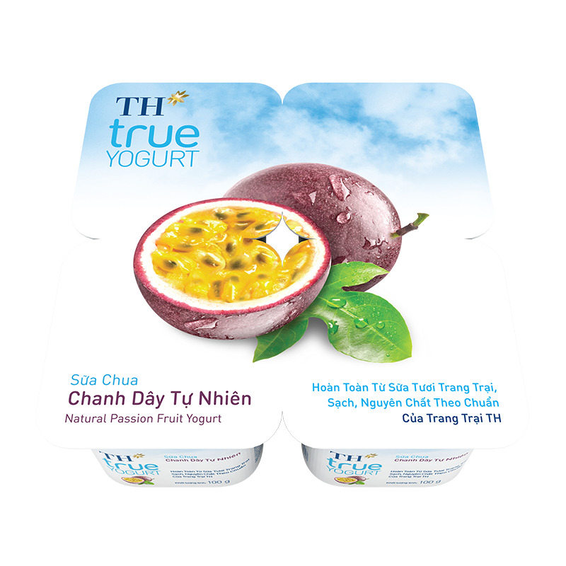 Sữa chua ăn TH True Yogurt chanh dây (Lốc 4)