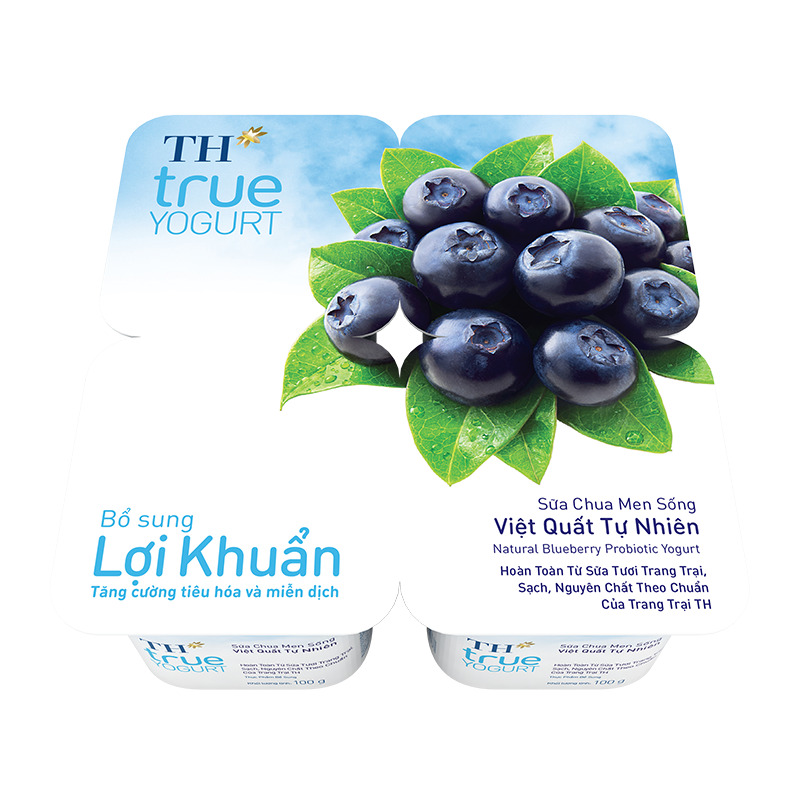 Sữa chua ăn TH True Yogurt việt quất (Lốc 4)