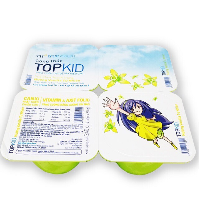 Sữa chua ăn thanh trùng TH True Yogurt công thức Topkid Hương Vanilla