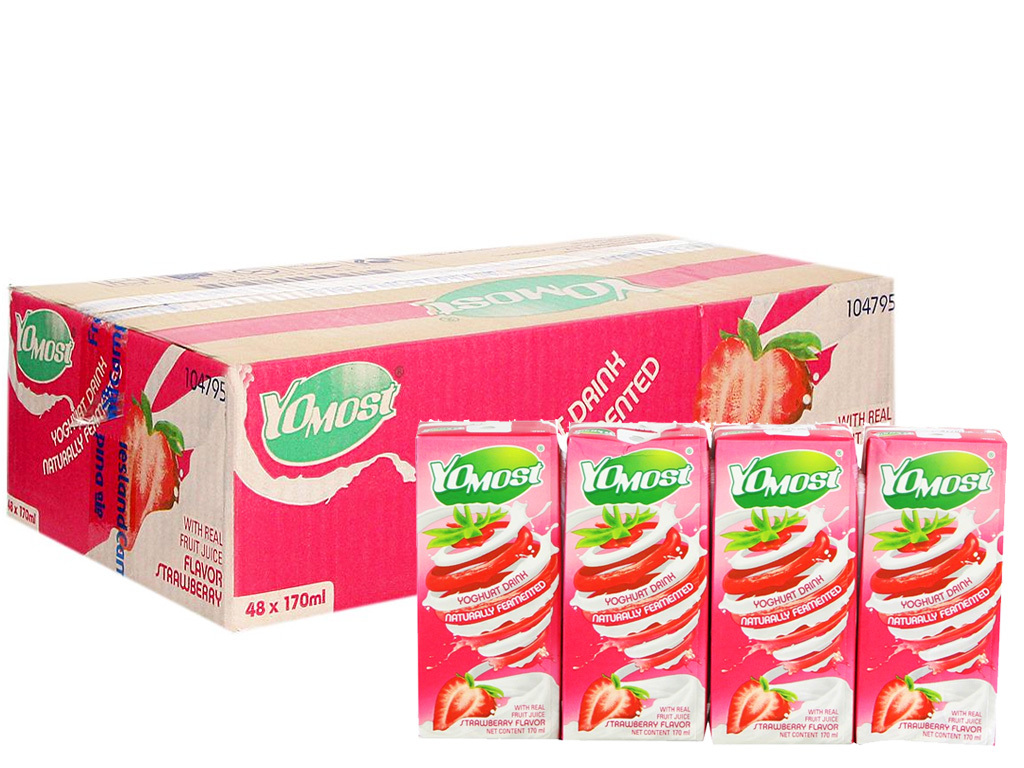 Sữa chua uống Yomost dâu 170ml - thùng 48 hộp