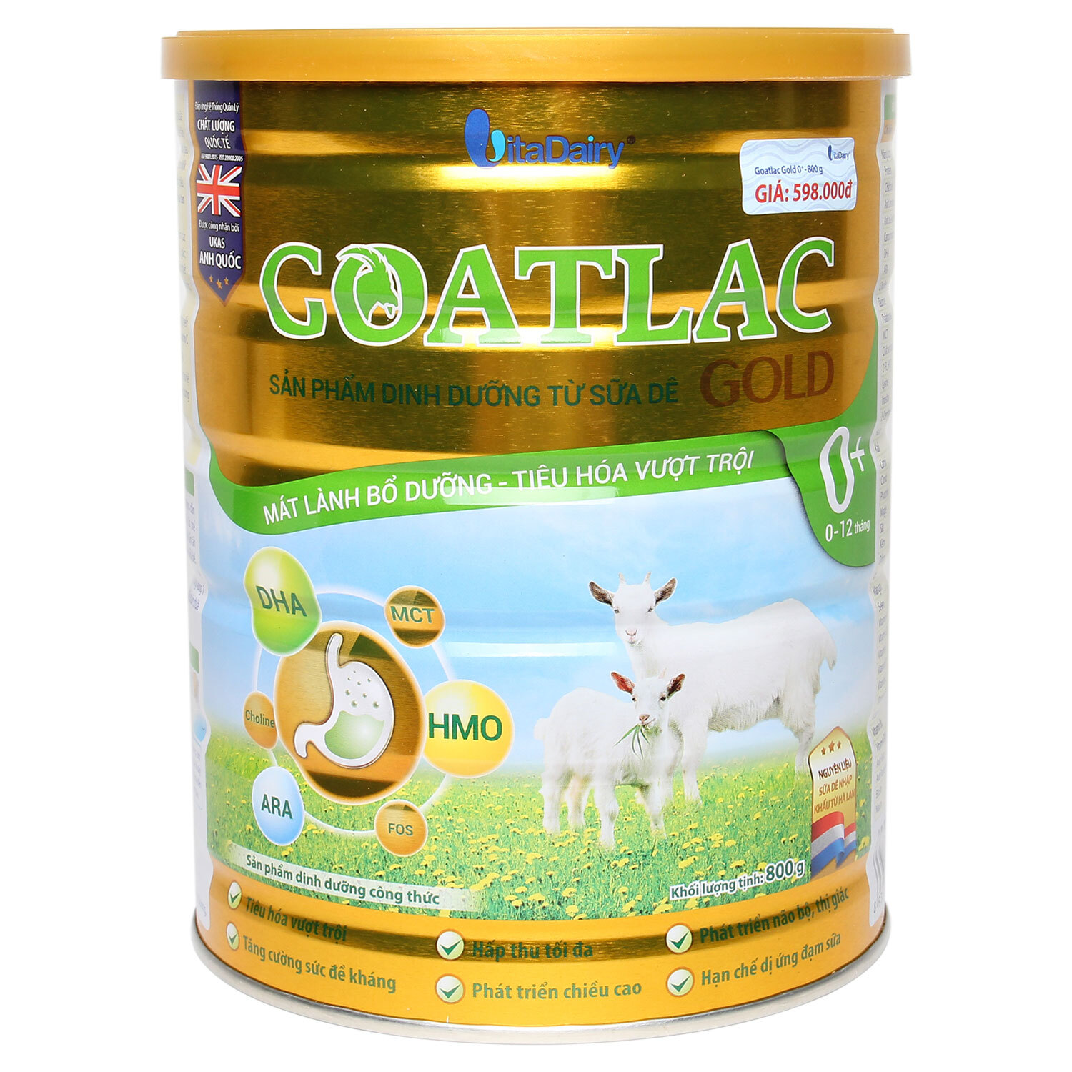 Sữa dê Goatlac Gold 0+ - hộp 800g (dành cho trẻ từ 0 - 12 tháng)