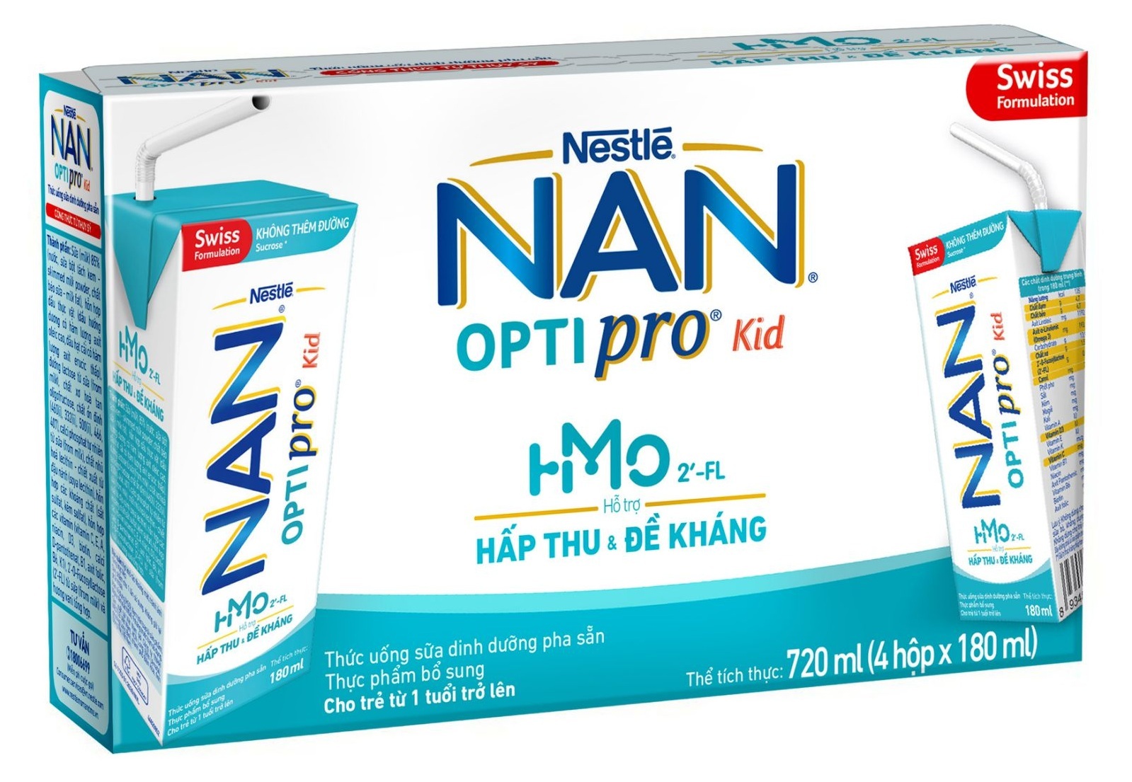 Sữa dinh dưỡng pha sẵn Nan Optipro Kid HMO 180ml (Vỉ 4 hộp)