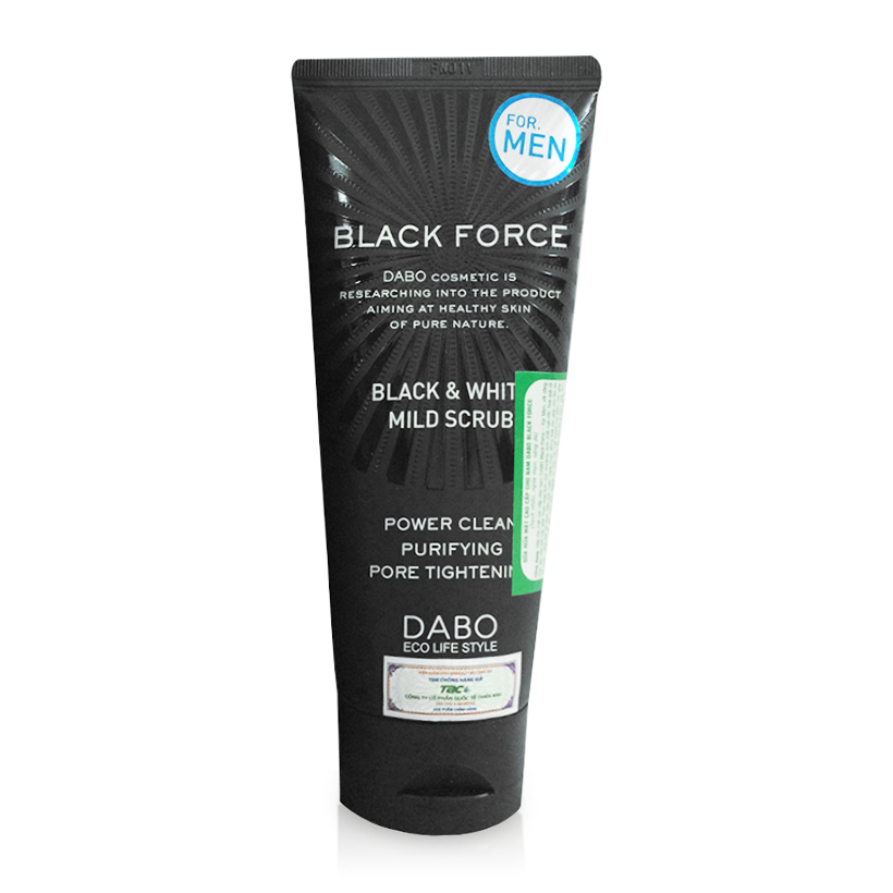 Sữa rửa mặt dành cho nam Dabo Black Force Black &amp; White Mild Scrub 120ml