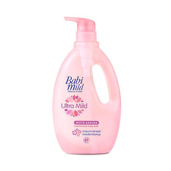 Sữa tắm gội toàn thân cho bé Babi Mild White Sakura 850ml