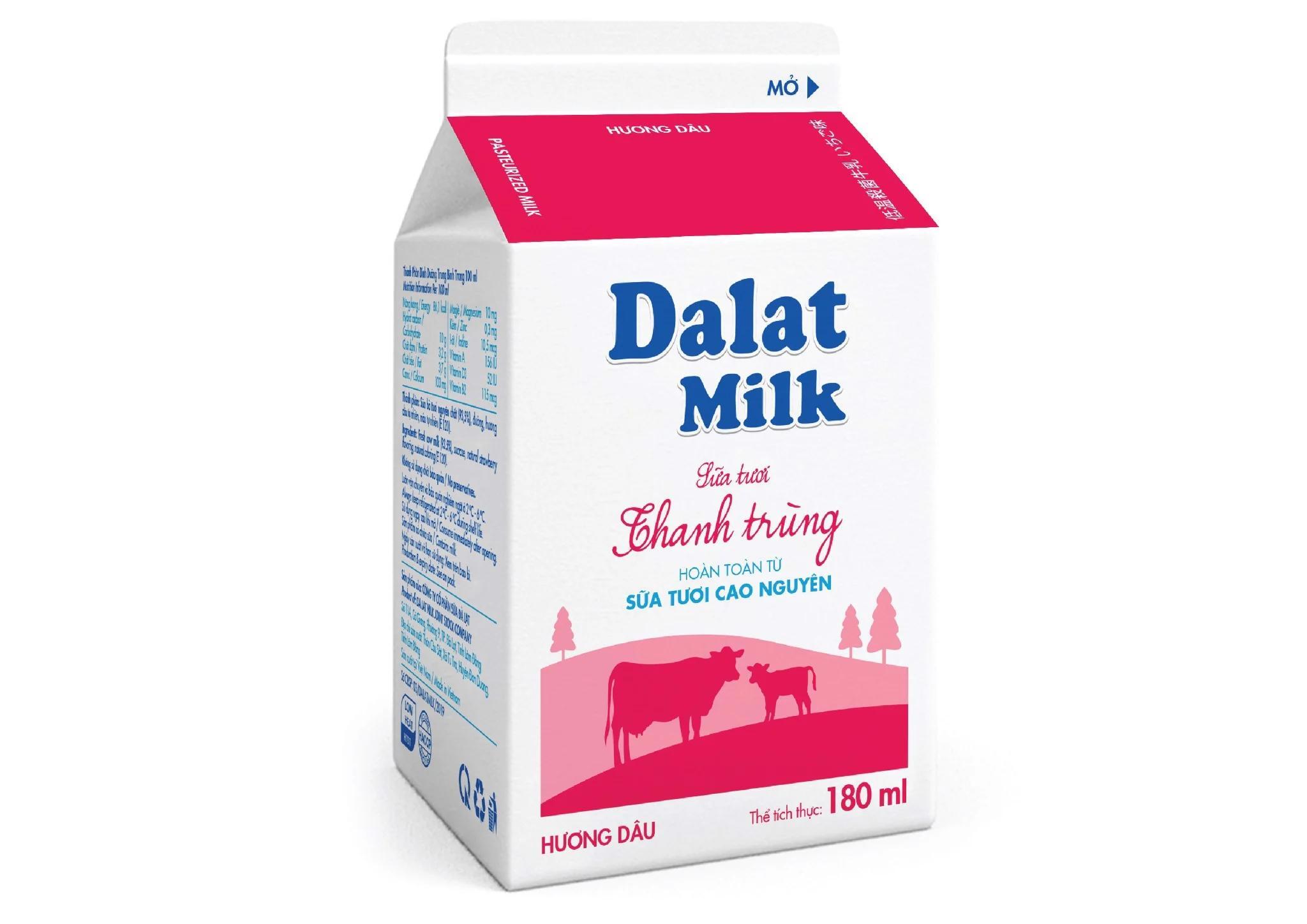 Sữa tươi thanh trùng Dalat milk dâu - 180ml