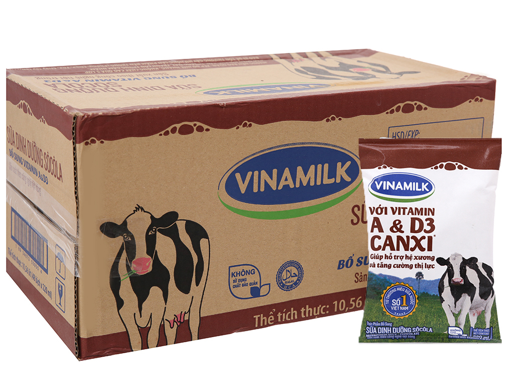 Sữa tươi Vinamilk hương Socola 220ml - thùng 48 bịch