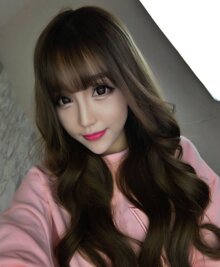 Bộ tóc xoăn mái thưa nâu đen MHS30