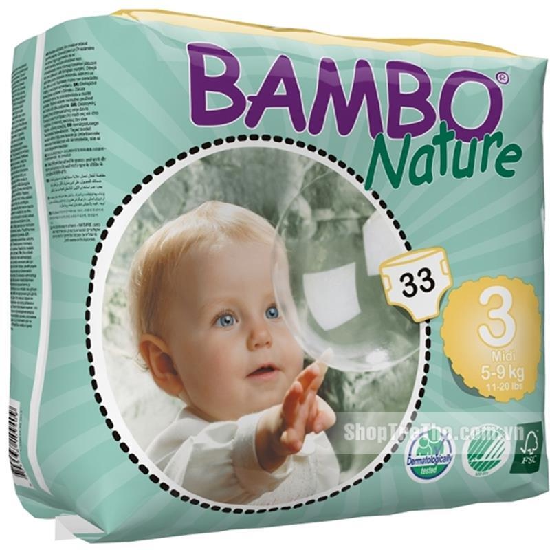 Tã dán Bambo Nature Midi 3 33 miếng (trẻ từ  5 - 9kg)