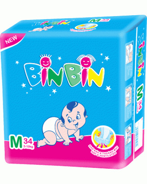 Tã dán Binbin size M 34 miếng (trẻ từ 5 - 10kg)