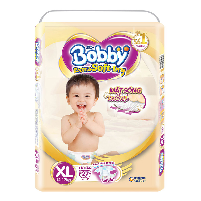 Tã dán Bobby Extra Soft Dry size XL - 27 miếng
