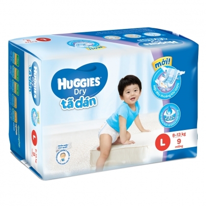 Tã dán Huggies Dry Small size L9 miếng (8-13kg)